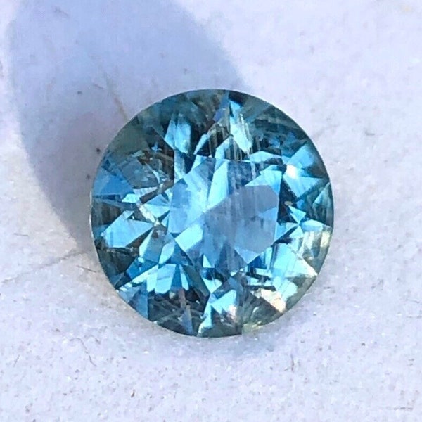 Montana Sapphire, Loose Stone, Medium-Light Blue, Unheated, 6.8mm, 1.55ct, Round Brilliant Cut, Precision Cut Gem, Great Engagement Stone