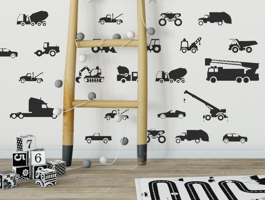 Construction Vehicles Baby Wall Decals Trucks Tractor Cars Etsy