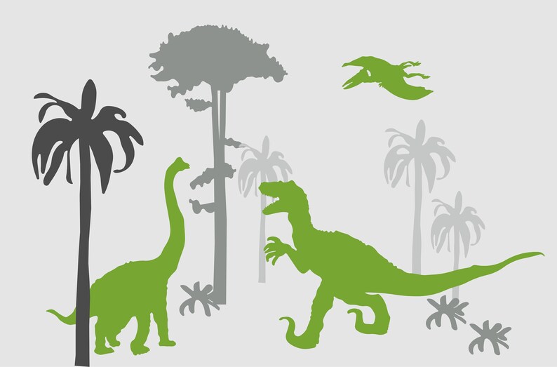 Green Dinosaur Wall Decal Big Boys Room Extra Large Dino Wall Etsy