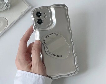 iPhone 14 Pro Max Case Luxury Stylish Plating Irregular English Mirror Bracket Soft Case