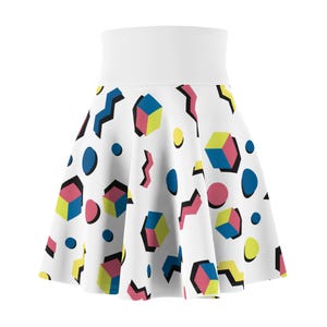 Colorful Geometric Women&#39;s Skater Skirt, Fun Summer Skirt, Casual Outfit, Party Wear, Stylish Fashion