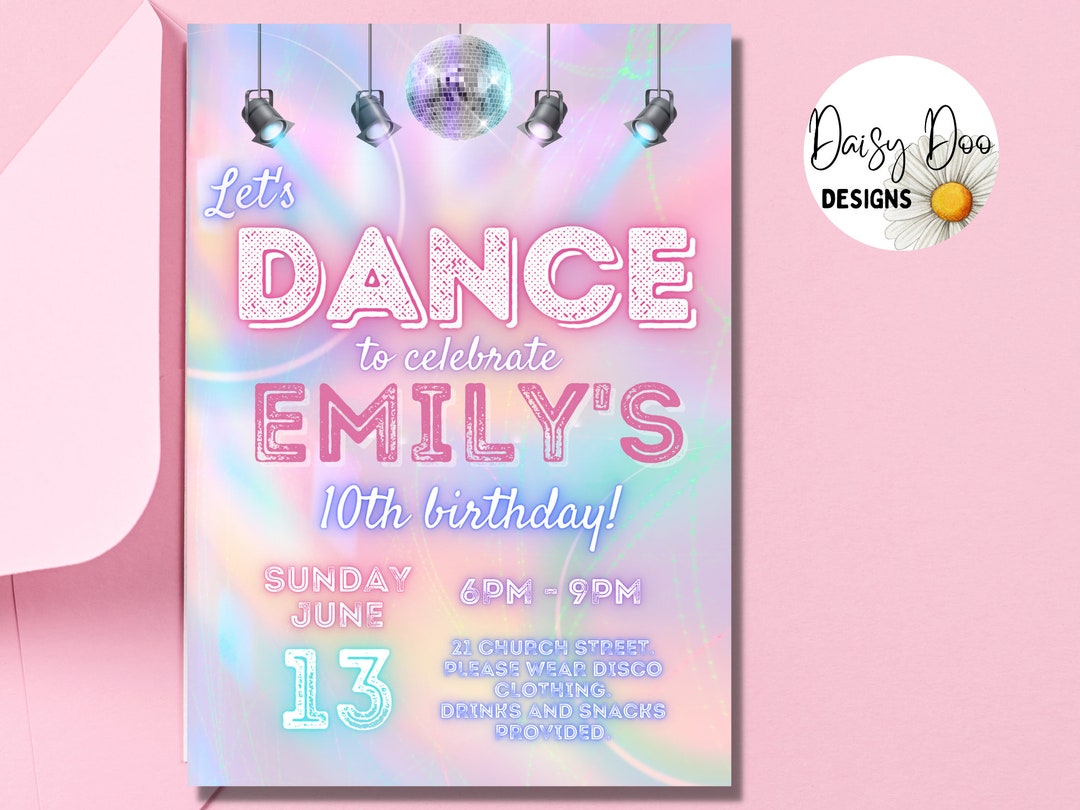 Dance Party Invitation, Disco Party Invitation, Dance Party Invite