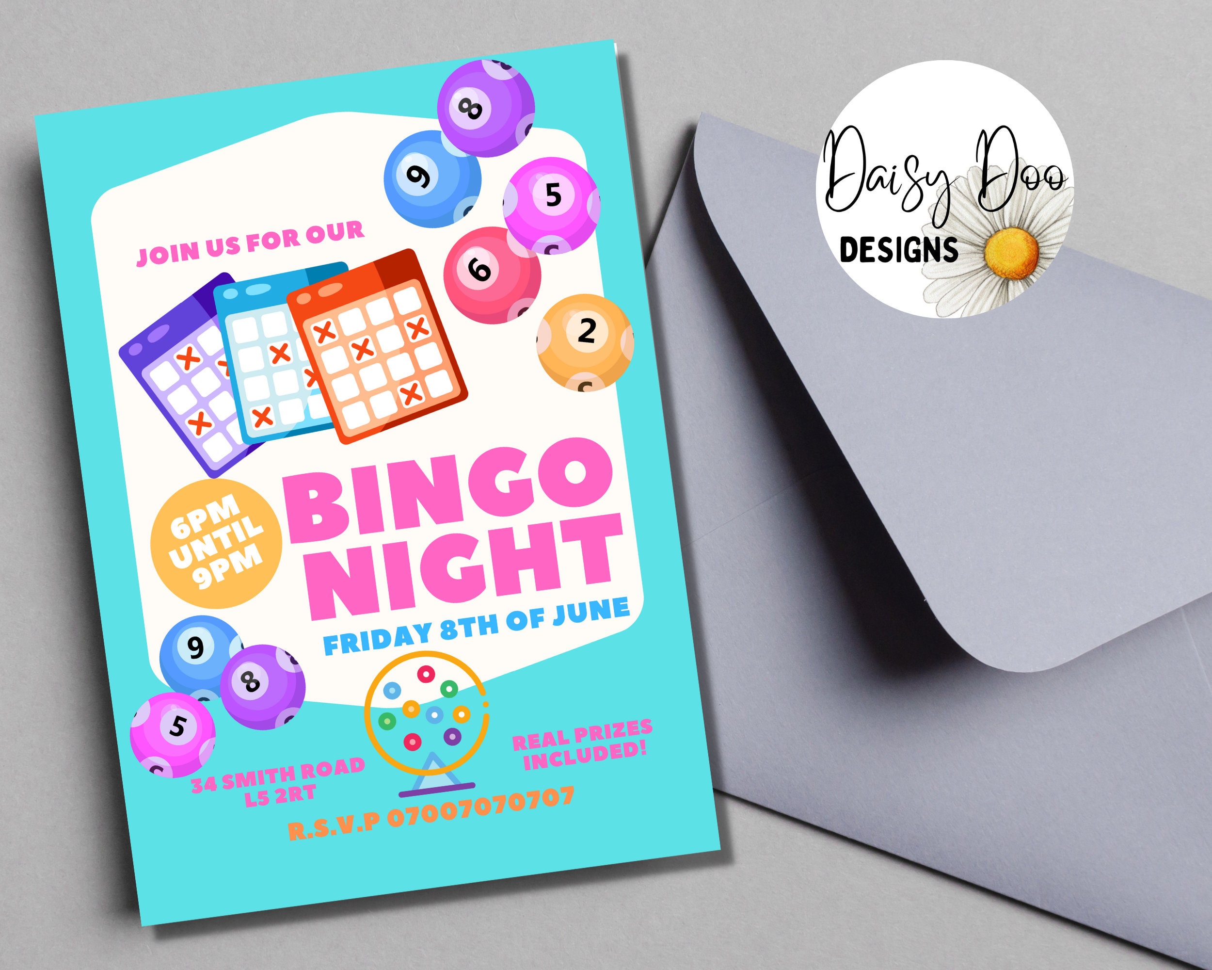 Bingo Invitation Instant Download Bingo Night Flyer Invitation, Bingo