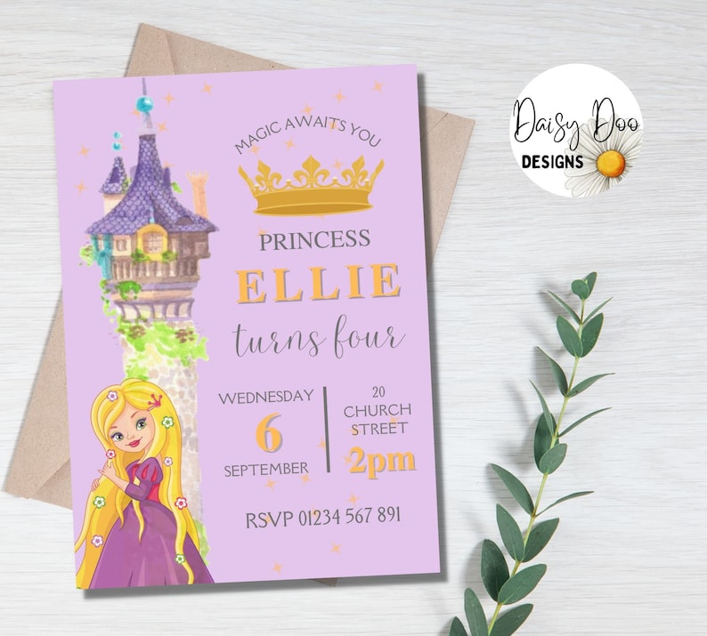 Rapunzel Birthday Invitation Rapunzel Birthday Party, Tangled Birthday