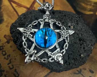 Occult Pentagram Pendant: Blue Dragon Eye Talisman