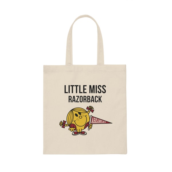 Little Miss Razorback, Canvas Tote Bag, University of Arkansas, Gifts for her, Graduation gifts for her