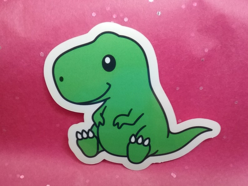 Baby Dinosaur Sticker Cute Dinosaur Sticker Happy Dinosaur Etsy
