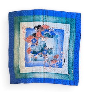 Vintage multi-colored damask silk scarf