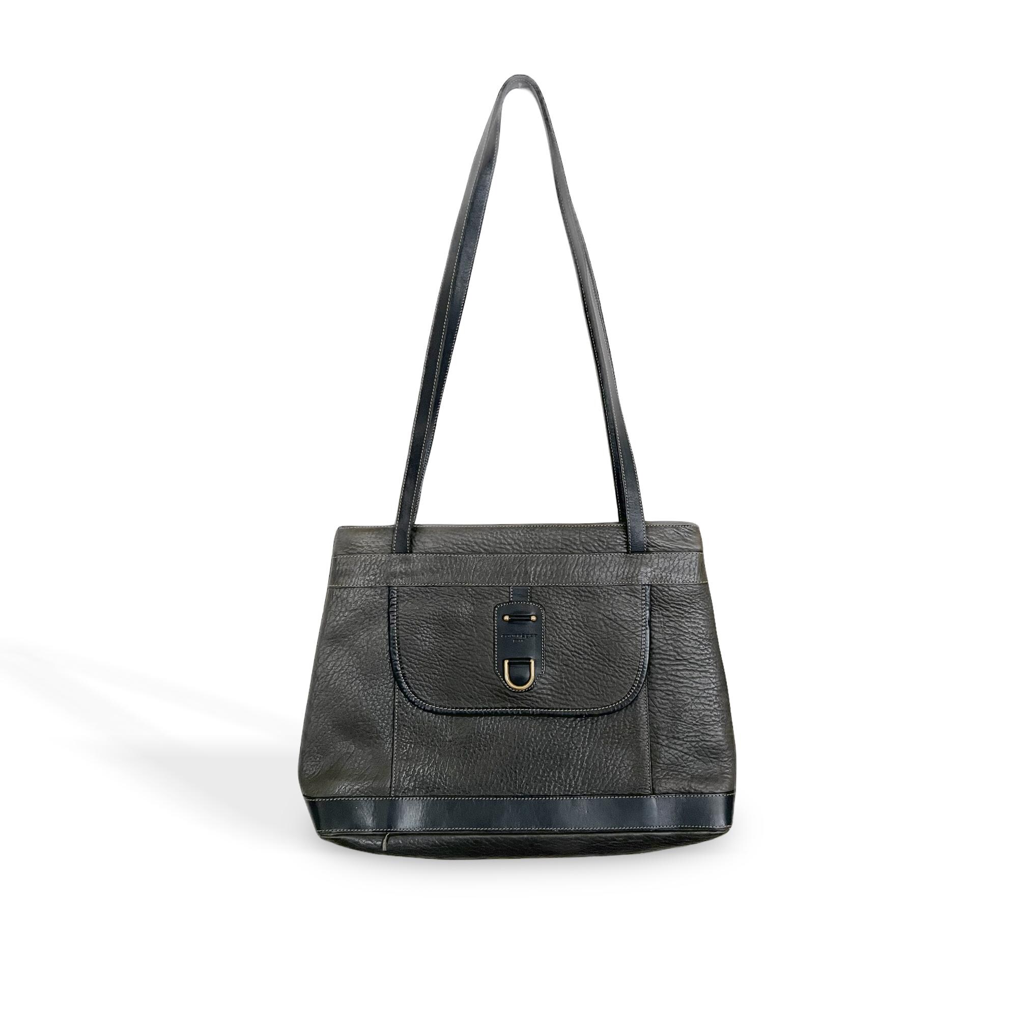Sac à Main Vintage Courrèges Noir - Cuir Véritable, Style Bandoulière, Occasion