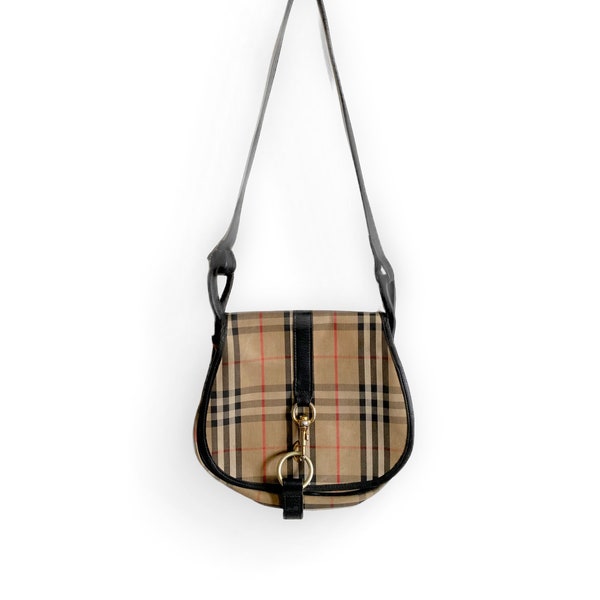 Sac vintage Burberry en toile et cuir