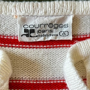 Vintage Courrèges top in white with red stripes image 4