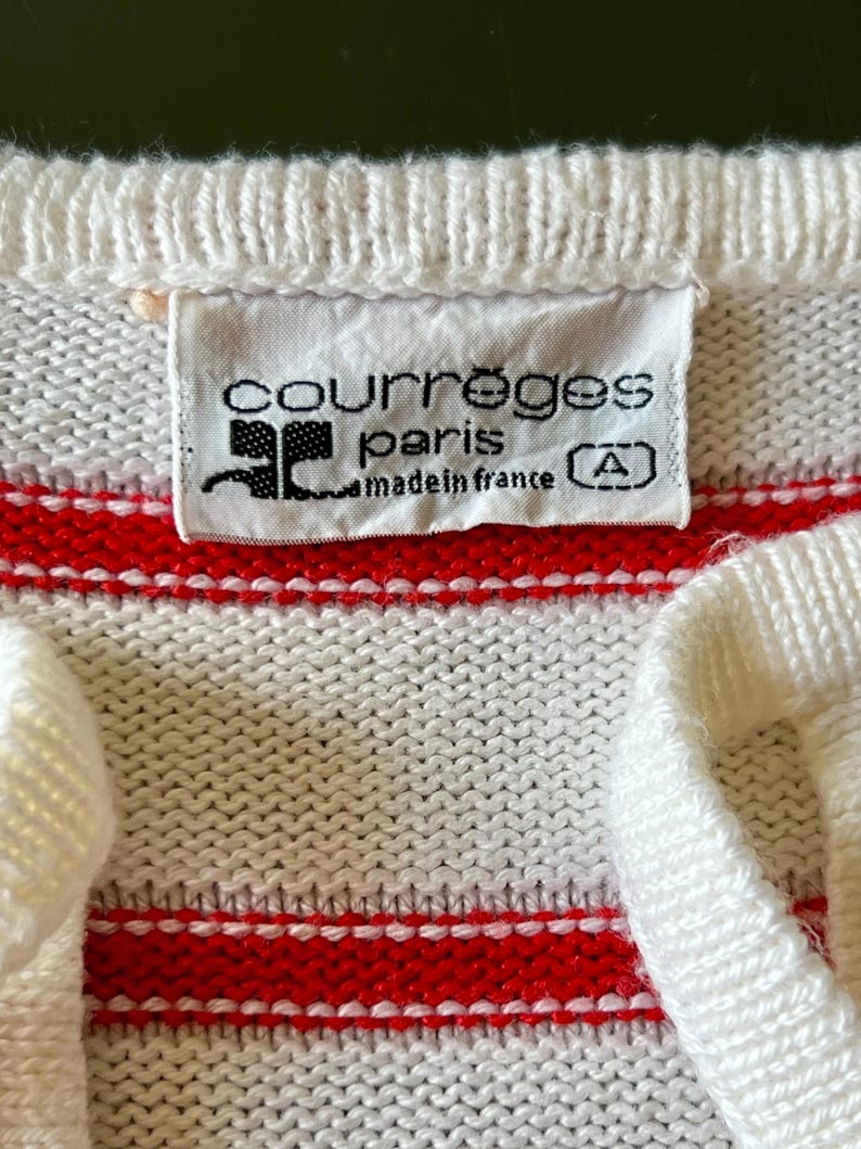 Vintage Courrèges top in white with red stripes image 4