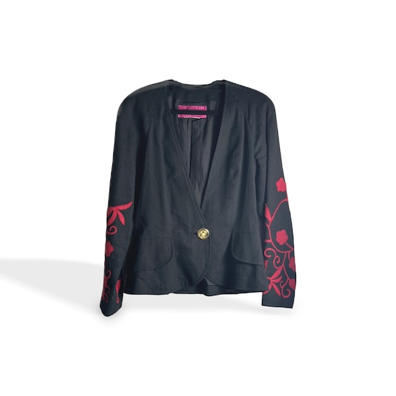 Christian Lacroix, Blazer vintage Christian Lacroix en laine noire brodé