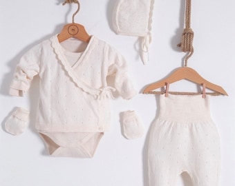 6-piece newborn set with wrap shirt made of 100% organic cotton 6910