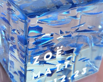Chuppah Smash Glass Cube Preservation Jewish Wedding Resin Art Piece Gift Keepsake