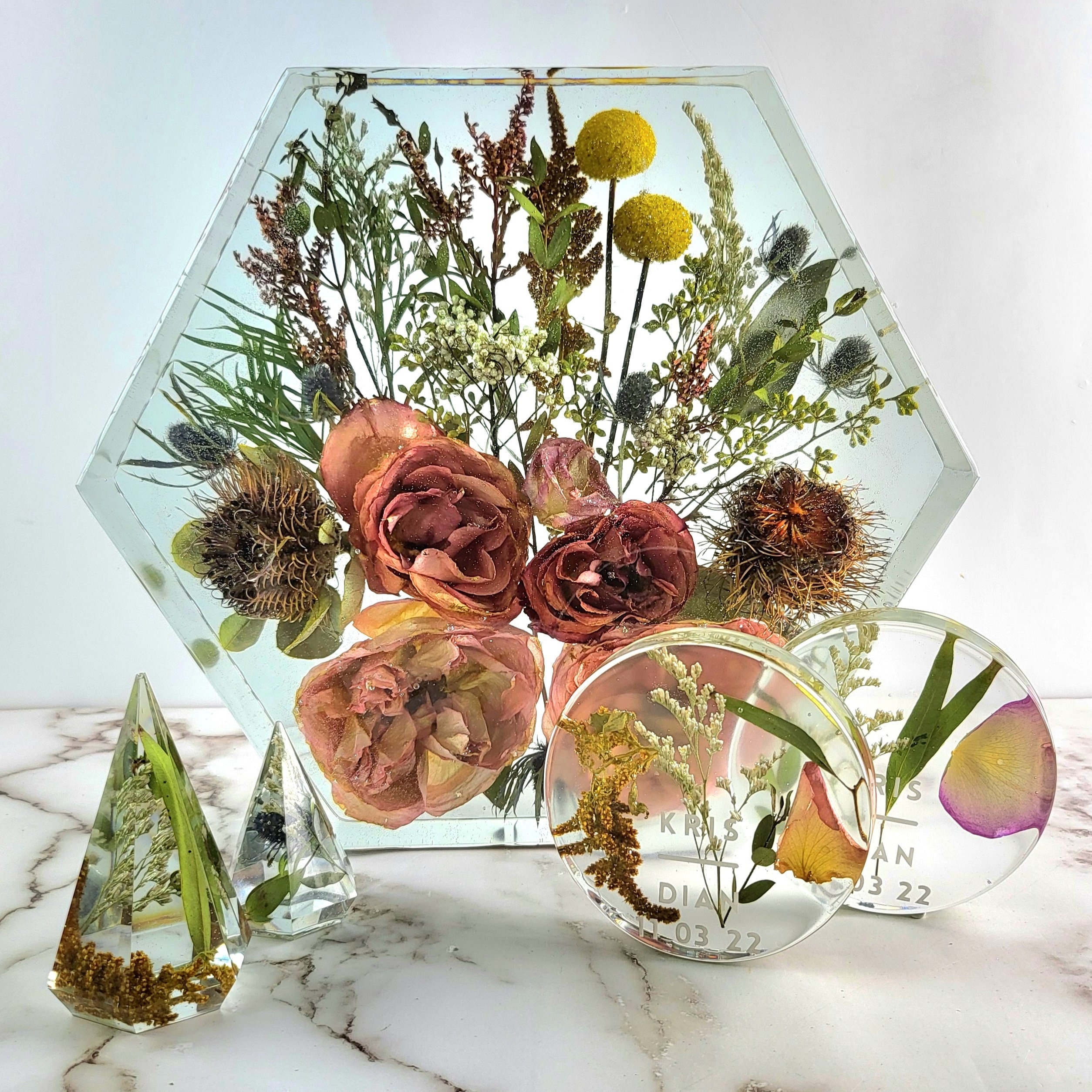 Hexagon Resin Wedding Bouquet Preservation Using Your Wedding