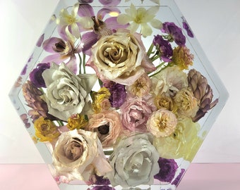 Resin Hexagon Bouquet Preservation Using Your Wedding Flowers Floral Wedding Keepsake Bride Gift Dried Bouquet Flowers