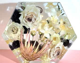 12" Hexagon Bouquet Preservation Using Your Wedding Flowers Floral Wedding Keepsake Bride Gift Dried Bouquet Flowers