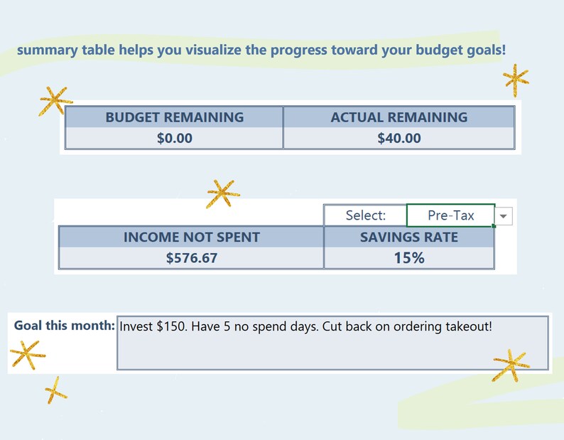 Monthly Budget Spreadsheet - Excel (blue) - Etsy
