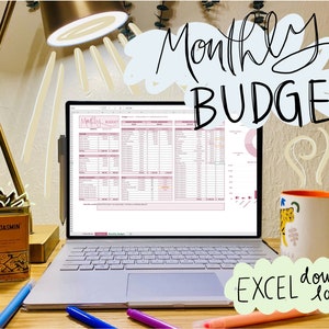 Monthly Budget Spreadsheet - Excel (Pink)