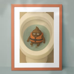 The Floater – Funny Bathroom Art, Poop Print, Toilet Humor, Bathroom Decor, Inappropriate Art, Toilet Poster, Pooping Print, Bathroom Sign