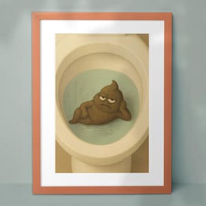 En attendant – oeuvre d&#39;art amusante pour la salle de bain, oeuvre d&#39;art pour la salle de bain caca, affiche de toilette, signe d&#39;humour dans la salle de bain, oeuvre d&#39;art inappropriée, impression de caca, décoration murale de toilette