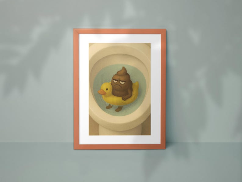 Funny Bathroom Wall Art Print – Toilet Humor Poster With Grumpy Poop ...