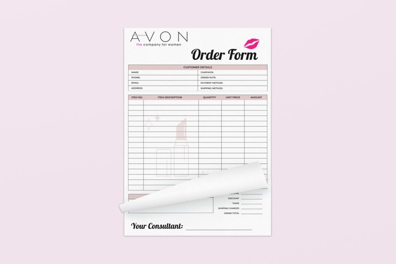 AVON Pink Order Form Order Tracker Template AVON Printable - Etsy