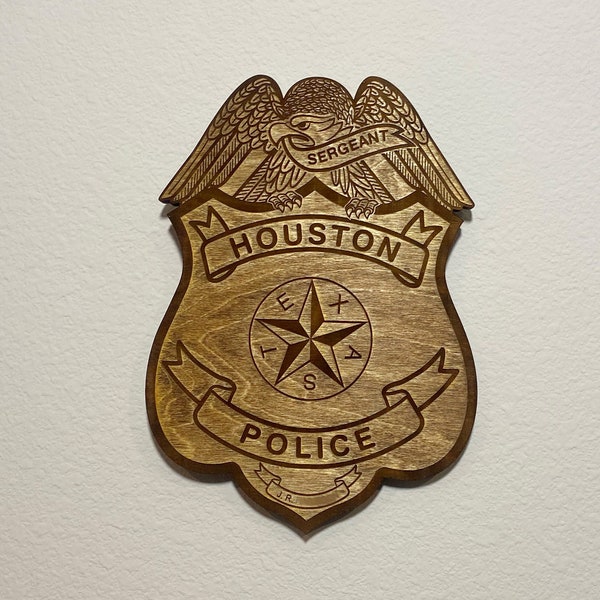 Custom Police Badge Wooden Sign, Personalized Police Badge Gift, Police/Firefighter Badge Sign, Retired Police Gift, Military Gift