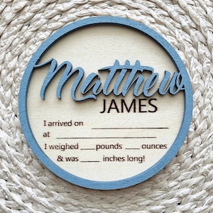 Two Layer Baby Name Birth Stat Sign, Hospital Gender Reveal, Personalized Baby Announcement Photo Prop, Baby Shower sign, Baby Birth stats