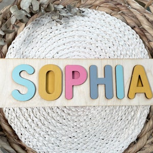 Boho Wooden Baby Name Puzzle, Montessori Style Personalized puzzle, Educational Baby Toy, First Birthday baby gift Present,