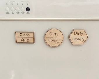 Dishwasher Clean/Dirty Magnet, Laser Engraved Wooden Dishwasher Magnet, Clean/Dirty Sign Indicator for Dishwasher, Housewarming Gift
