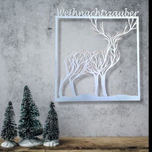 Decorazione murale del cervo magico di Natale per taglio laser e file SVG DXF cnc