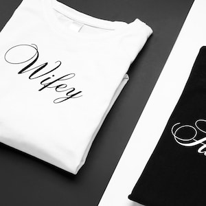 Personalized Wifey T Shirt, Hubby T shirt Custom Mrs Shirt, Bride To Be Gift, Honeymoon Tee, Oversized Wife T-Shirt, Bridal Party Gift