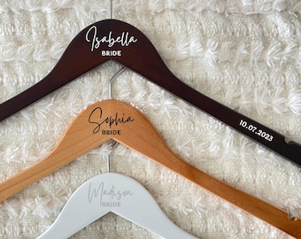 Custom Bridesmaid Hangers | Bridesmaid Gifts | Hangers for Wedding Dress | Name Wooden Hanger | Bridal Hanger | Maid of Honor Gifts