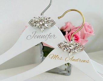 Wedding hanger for the bride, Personalized wedding hanger, Wedding dress hanger, Bridesmaid hanger, Last Name hanger crystals bride gift