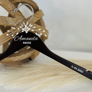 Personalized Bride Hangers - Wedding Hanger - Dark Walnut Wooden Bridesmaid Hanger - Bridal Dress Hanger - Wedding Name Hangers Wedding