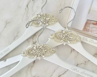 Wedding hanger for the bride, Personalized wedding hanger, Wedding dress hanger, Bridesmaid hanger, Last Name hanger crystals bride gifts