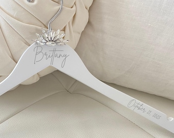 Wedding hanger for the bride, Personalized wedding hanger, Wedding dress hanger, Bridesmaid hanger, Last Name hanger crystals bride gift