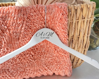 Personalized Wedding Hanger for Bridal Shower Gift for Wedding Dress with Bride Name Wedding Gift With Initials & Date