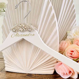 Wedding hanger for the bride, Personalized wedding hanger, Wedding dress hanger, Bridesmaid hanger, Last Name hanger crystals bride gift