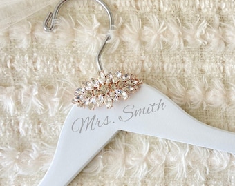 Wedding hanger for the bride, Personalized wedding hanger, Wedding dress hanger, Bridesmaid hanger, Last Name hanger crystals bride gift