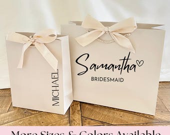 Custom Gift Bags,Personalized Name Bags, gift bags with bow, Thank You Gift, Birthday Gift Bags, Wedding Gift Bags, Bridesmaid Gift Bags