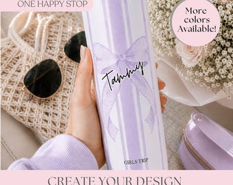 Personalized 20oz Stainless Steel Tumbler,Girls Trip Gift, Custom Name Travel Cup, Beach & Vacation Mug with Straw