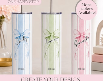 Bridesmaid Gifts, Bridesmaid Proposal, Personalized Tumbler with Same Lid and Straw, Custom Wedding Cups, 20oz Skinny Tumblers, Any Occasion
