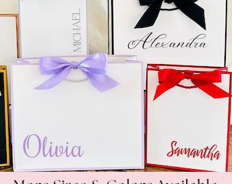 Personalized Name Gift Bags, Ribbon Tie Gift Bags, Bridal Shower Gift Bags, Birthday Gift Bags, Wedding Gift Bags, Bridesmaid Gift Bags
