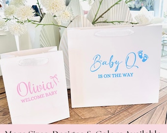 Baby Shower personalized gift bag, New baby gift, mummy to be, gift bag for parents Custom Name Baby Gift Bag, New Baby Presents