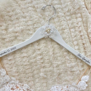 Personalized Bride Hangers - Wedding Hanger - Wooden Bridesmaid Hanger - Bridal Dress Hanger - Wedding Name Hangers Wedding details
