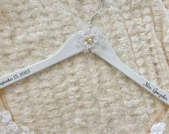 Personalized Bride Hangers - Wedding Hanger - Wooden Bridesmaid Hanger - Bridal Dress Hanger - Wedding Name Hangers Wedding details