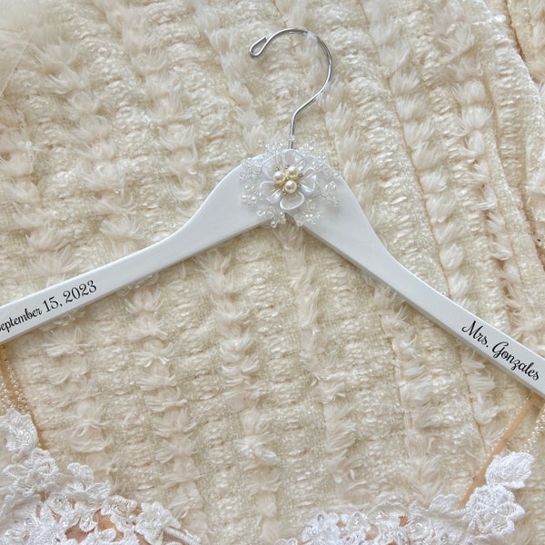 Personalized Bride Hangers - Wedding Hanger - Wooden Bridesmaid Hanger - Bridal Dress Hanger - Wedding Name Hangers Wedding details